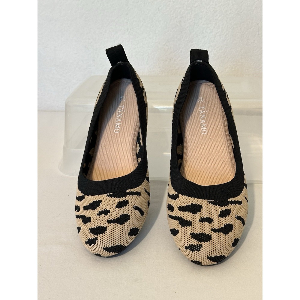 New Women Knit Ballet Flats Leopard Round Toe Slip On Padded Insole